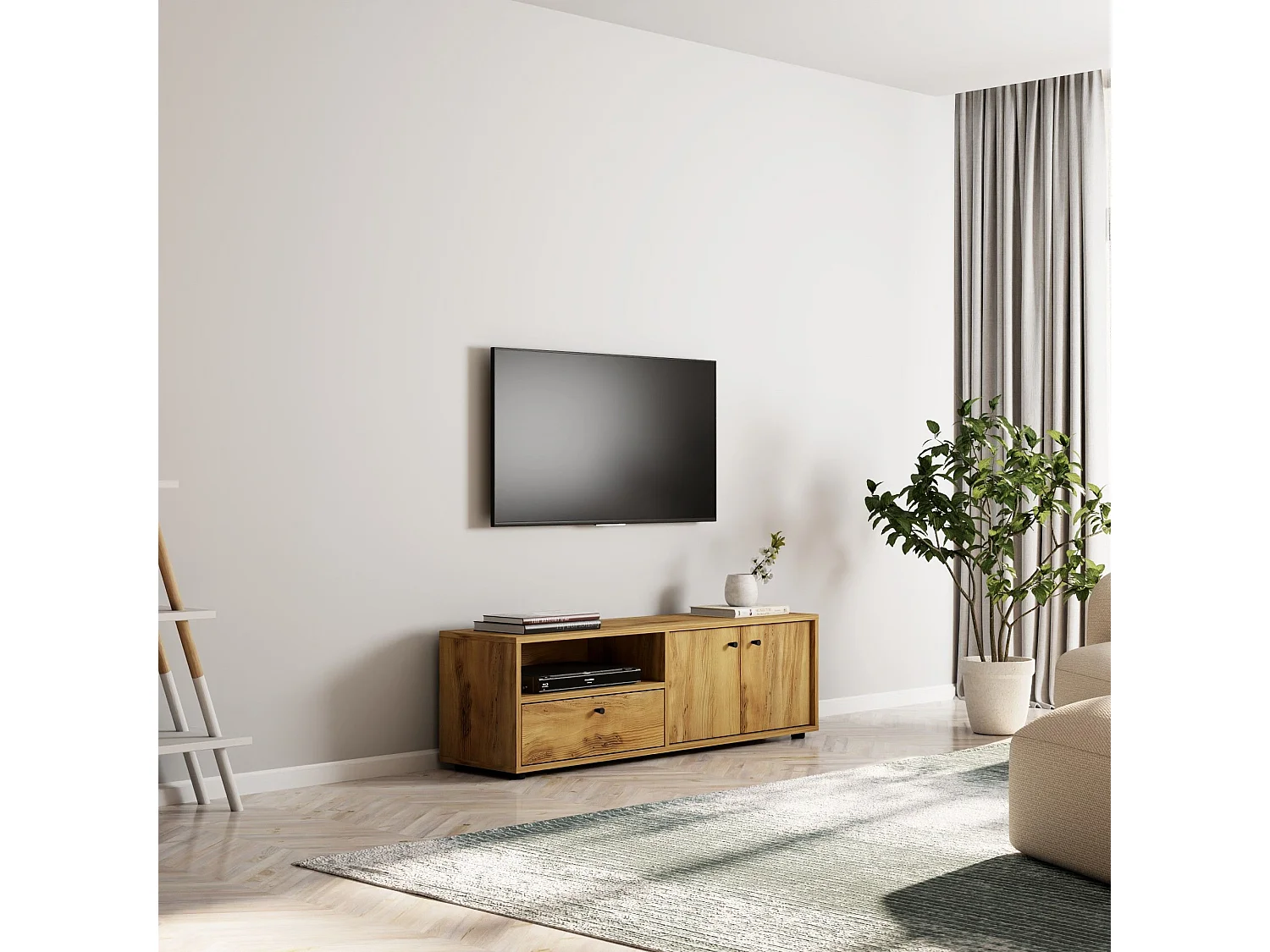 Meuble TV 3 portes en aggloméré Pao