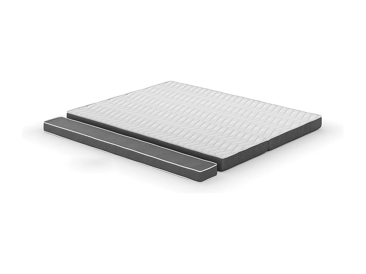 Pack lit méridienne gigogne avec matelas 90x200 cm bois massif noir et noisette KENT