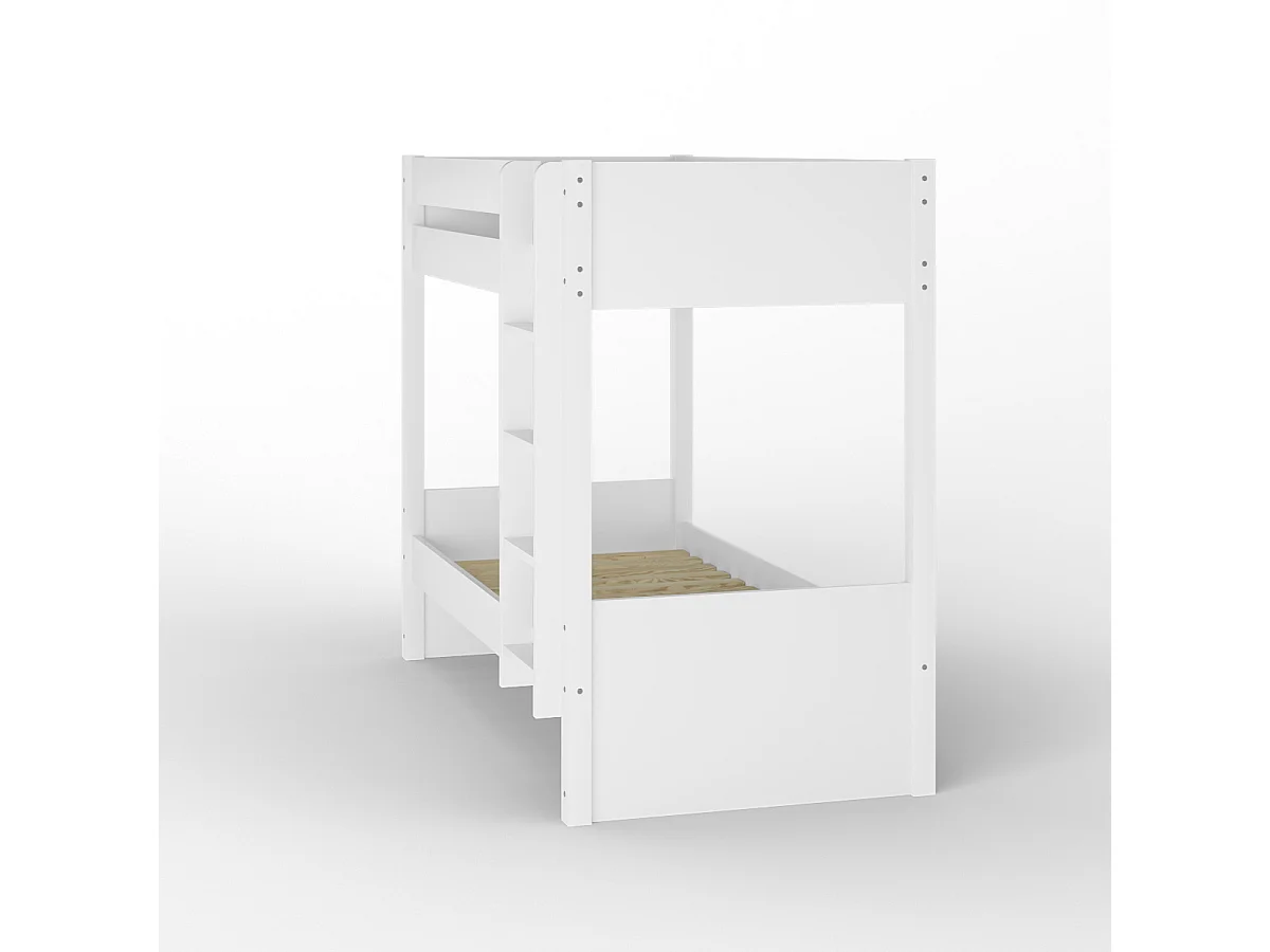 Lit superposé avec matelas 80x200 cm bois massif blanc LUCIA
