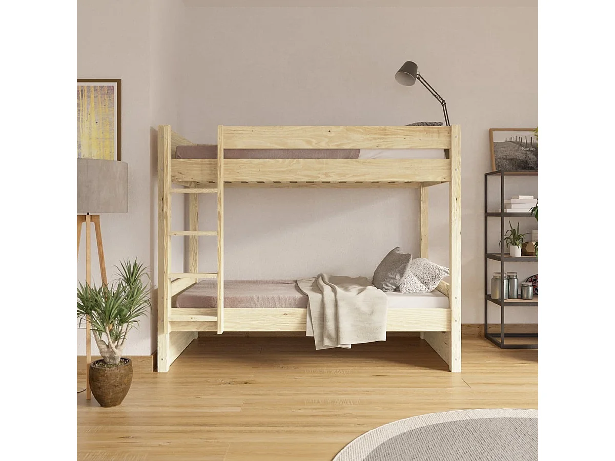 Lit superposé avec matelas 80x200 cm bois massif bois naturel LUCIA