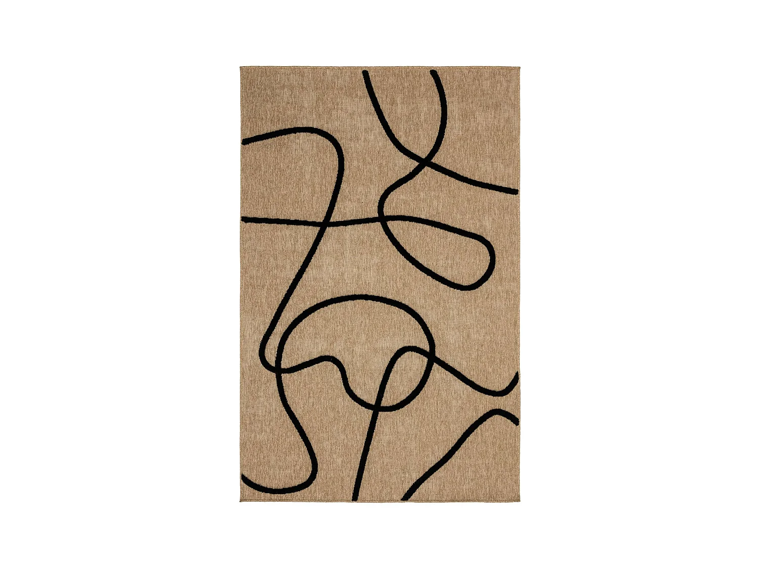 Tapis intérieur effet jute THOMAS. motif graphique en relief noir. 160 x 230 cm