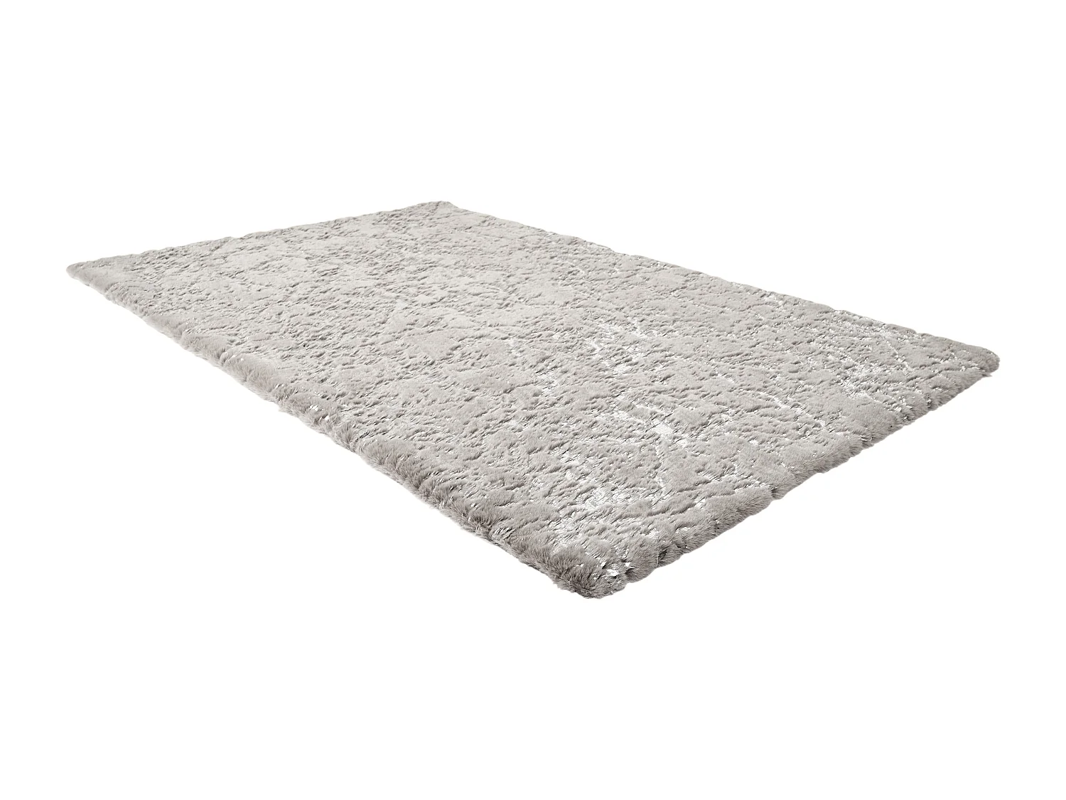 Tapis Imit Fourrure Imp Argente Gris 120x170cm Gris, Argent