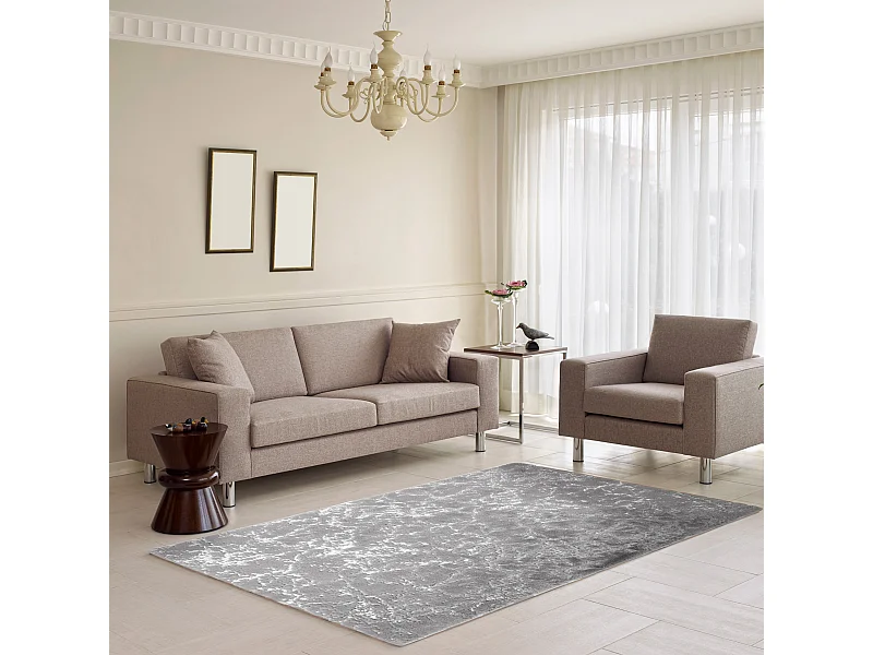 Tapis Imit Fourrure Imp Argente Gris 120x170cm Gris, Argent