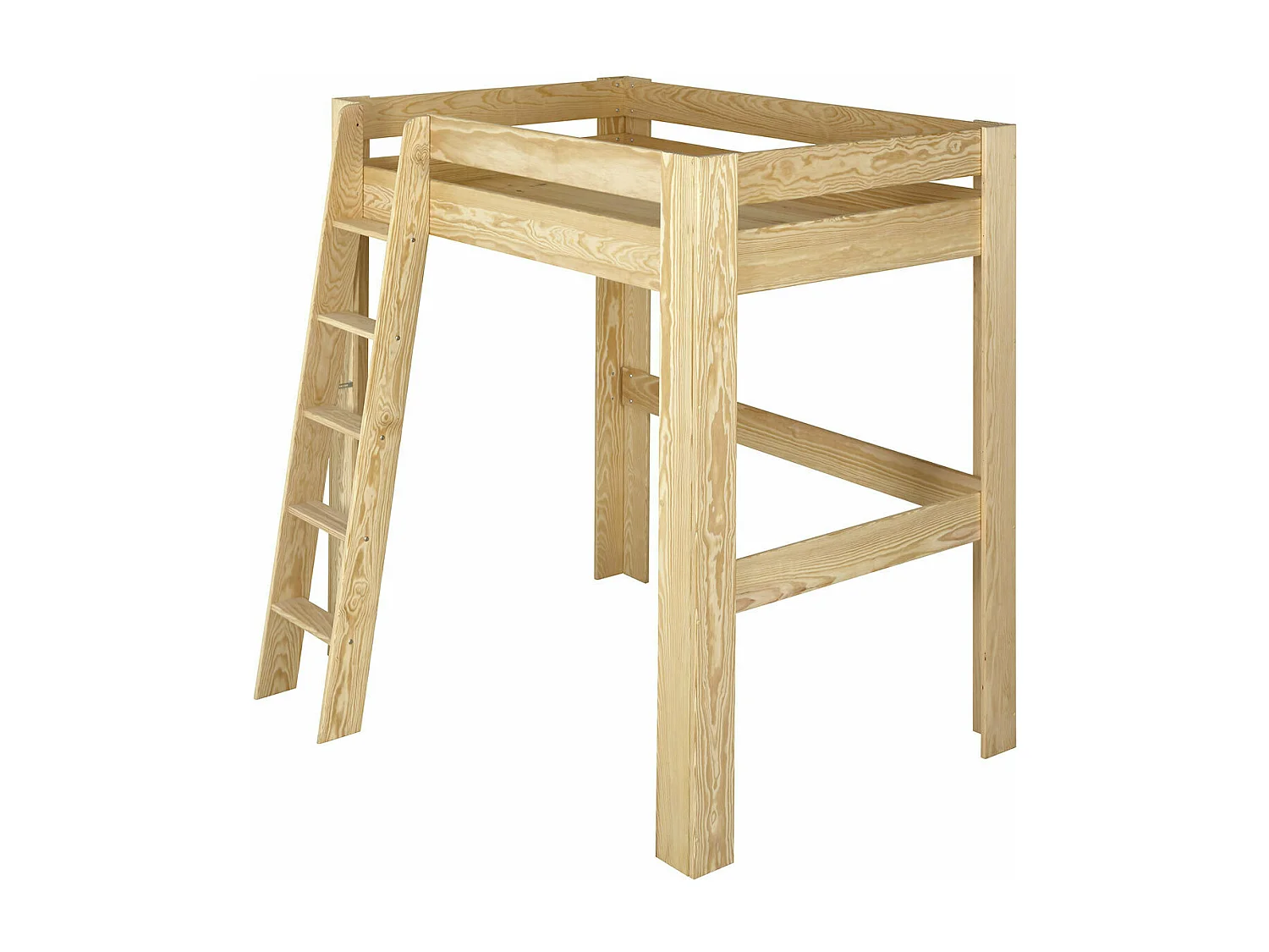 Lit mezzanine 90x190 cm bois massif bois naturel LEE