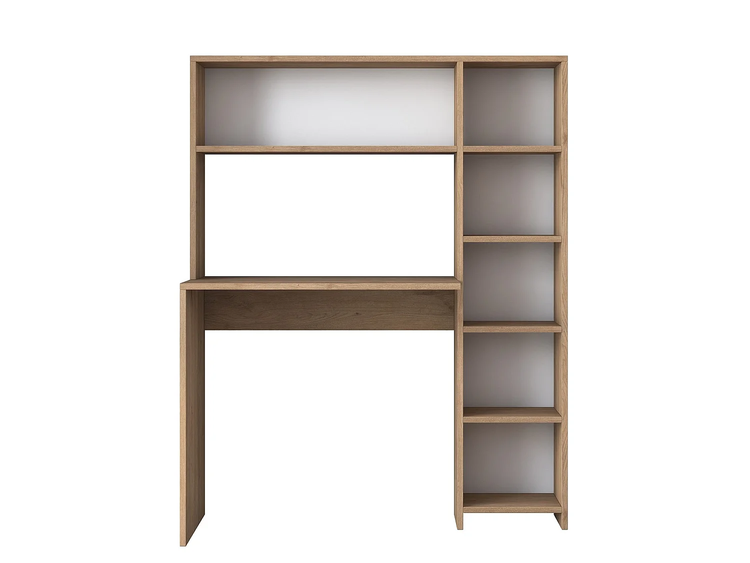 Schreibtisch- und Regal-Set Deryn aus hellen Eichenholz-Melamin mit Stauraum