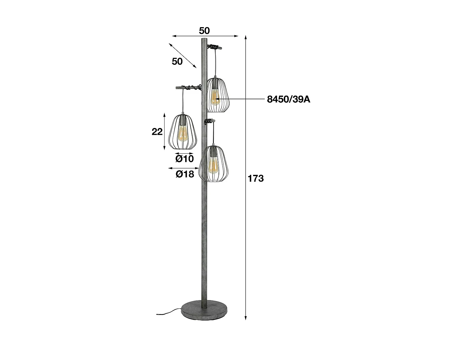 Lampadaire salon 3 lampes LAMPHUN