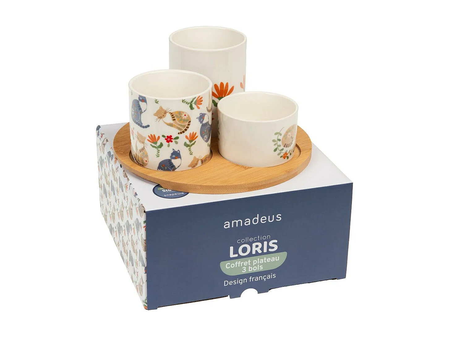 Plat rond et ses 3 bols Loris