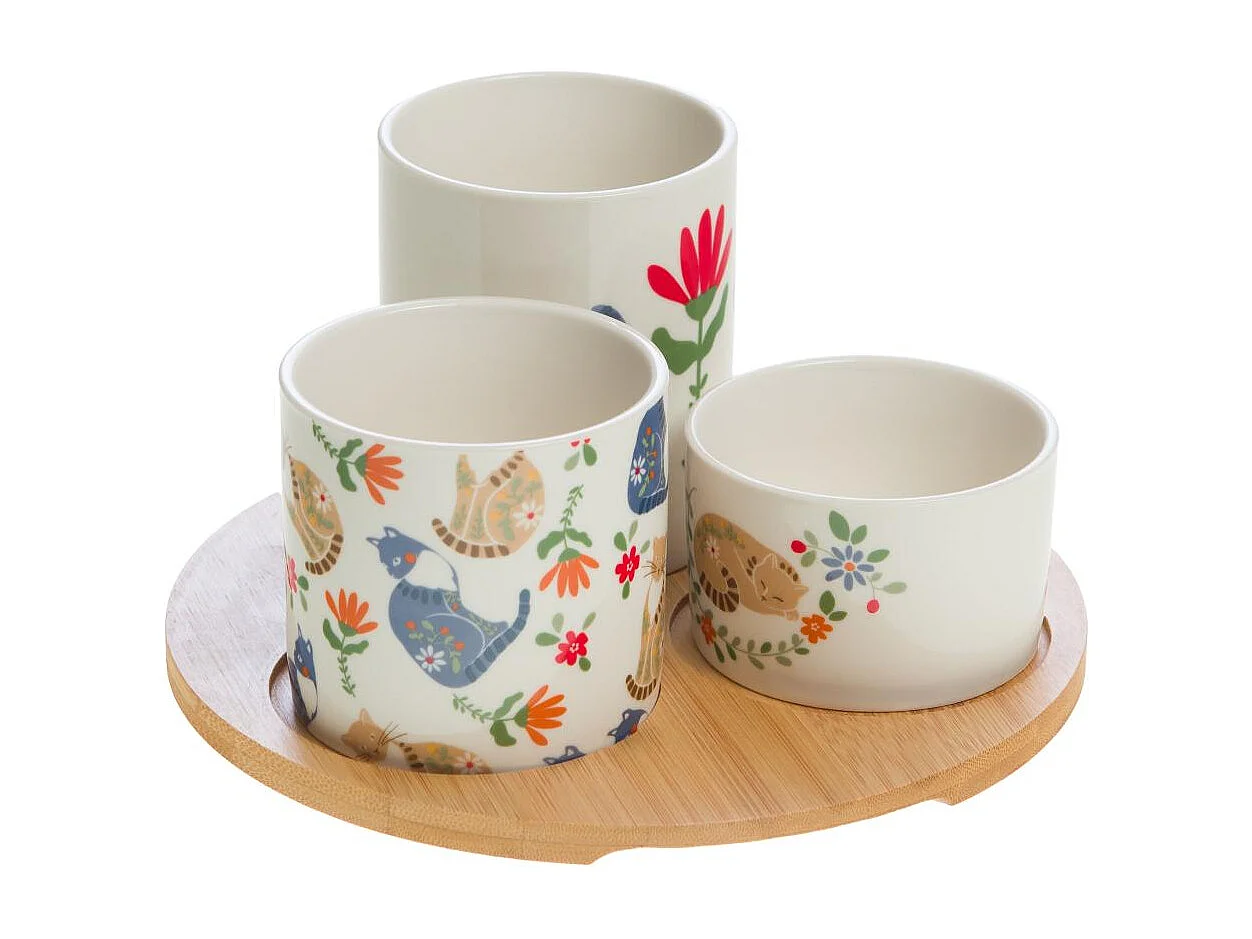 Plat rond et ses 3 bols Loris