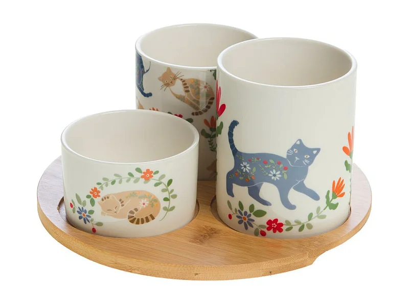 Plat rond et ses 3 bols Loris