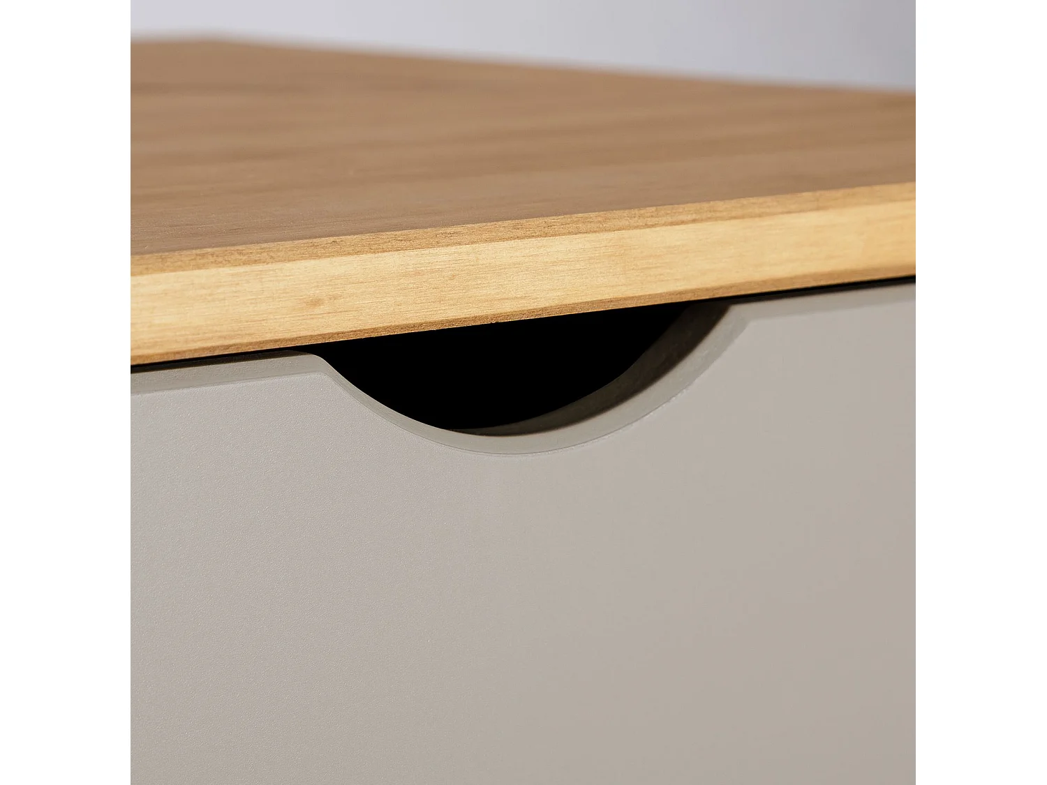 Table de chevet COLIMA en bois massif gris avec 2 tiroirs, table de nuit pour chambre en bois sur pieds