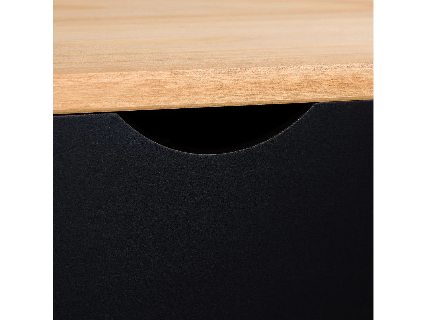 Table de chevet COLIMA en bois massif noir avec 2 tiroirs, table de nuit pour chambre en bois sur pieds