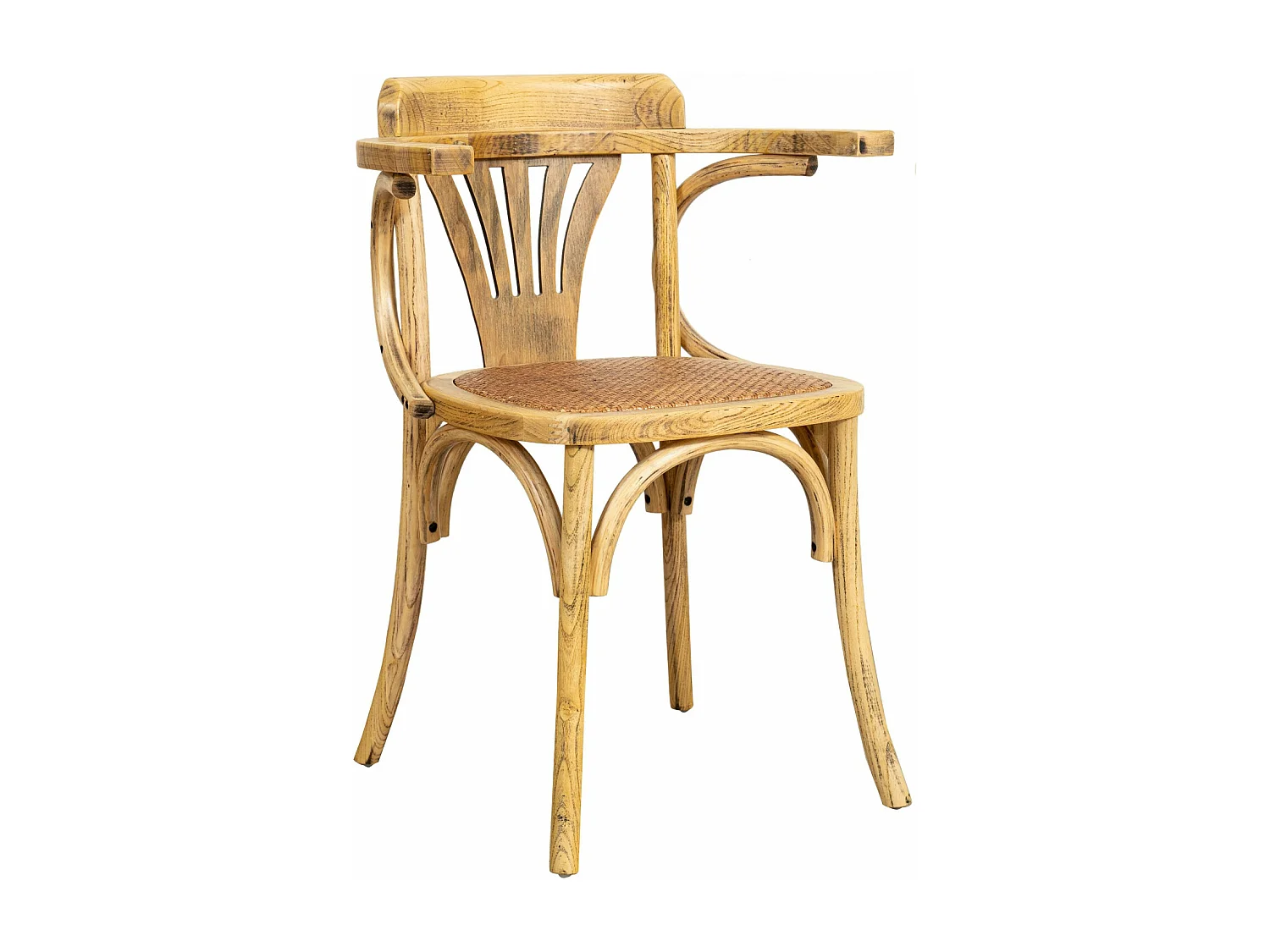 BISCOTTINI - Chaise Harmonie - Bois massif finition blanc antique avec assise en rotin - Chaise de bistrot - Chaise de jardin - Chaise de cuisine - 45x42x77 cm