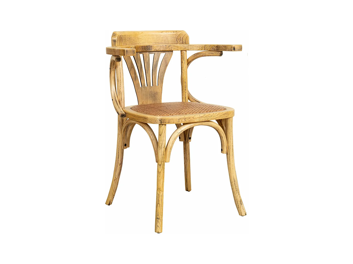 BISCOTTINI - Chaise Harmonie - Bois massif finition blanc antique avec assise en rotin - Chaise de bistrot - Chaise de jardin - Chaise de cuisine - 45x42x77 cm