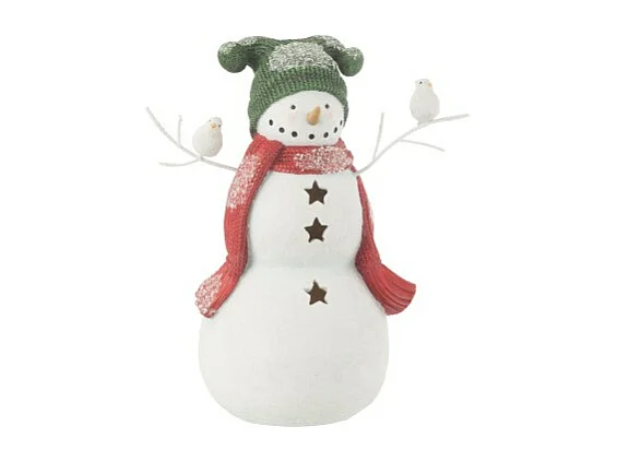 Pupazzo di neve decorativo in poliresina multicolore 23,5x14x27,5 cm