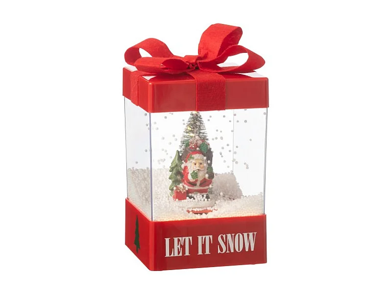 Scatola di neve in poliresina multicolore 13,5x13,5x20 cm