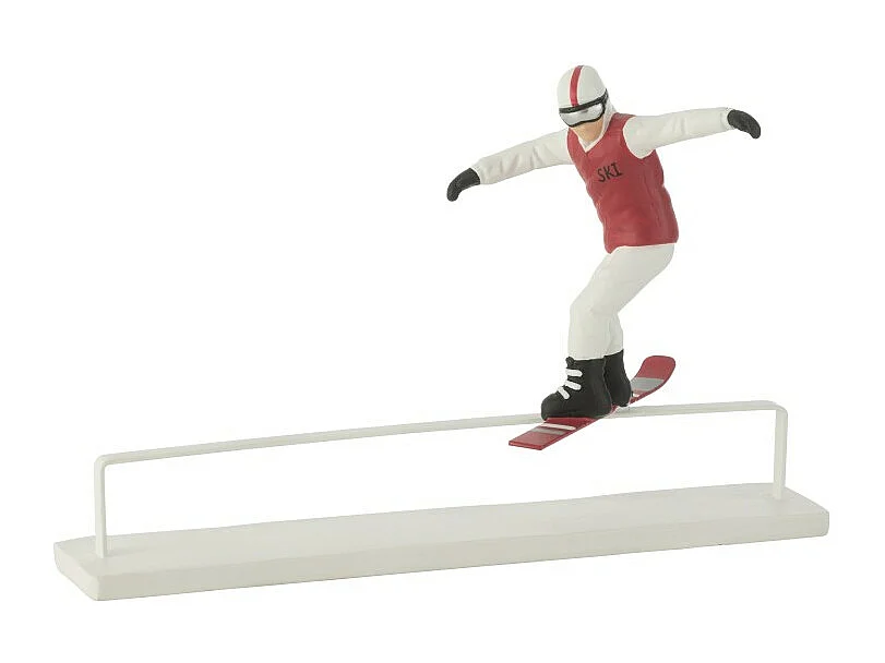 Snowboarder su ostacolo in poliresina multicolore 31,5x10x20,5 cm