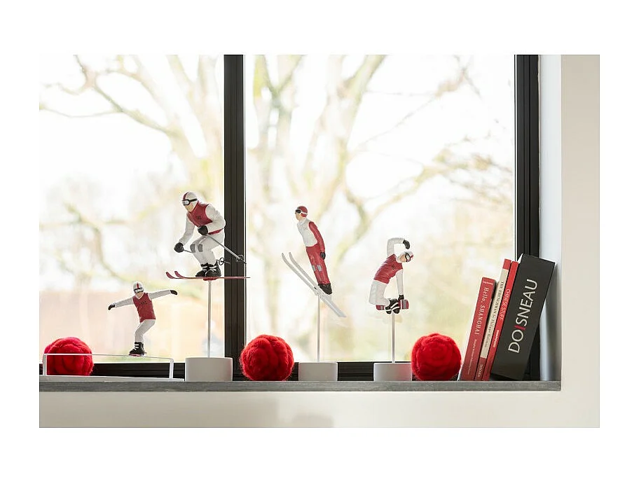 Snowboarder su ostacolo in poliresina multicolore 31,5x10x20,5 cm