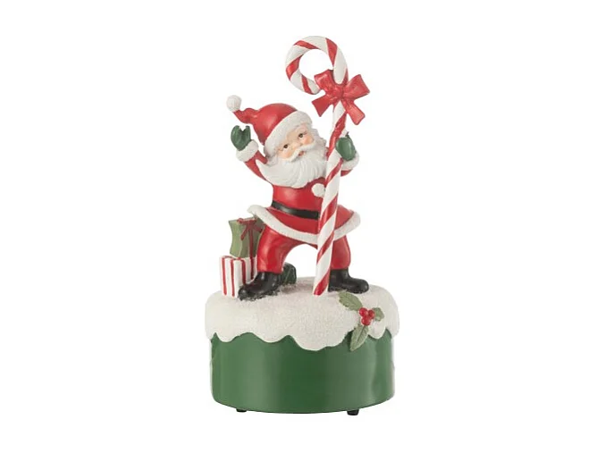Scatola musicale Babbo Natale in poliresina multicolore 10x10x19 cm