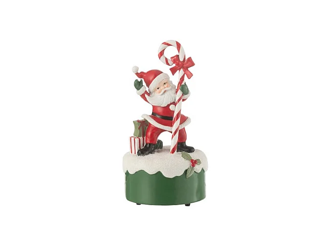 Caja de música Papá Noel en polirresina multicolor 10*10*19 cm