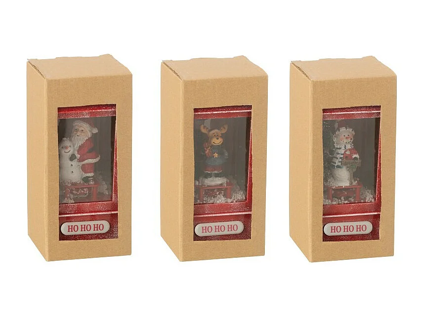 Set di 3 lanterne rosse in poliresina 8,5*8,5*19 cm