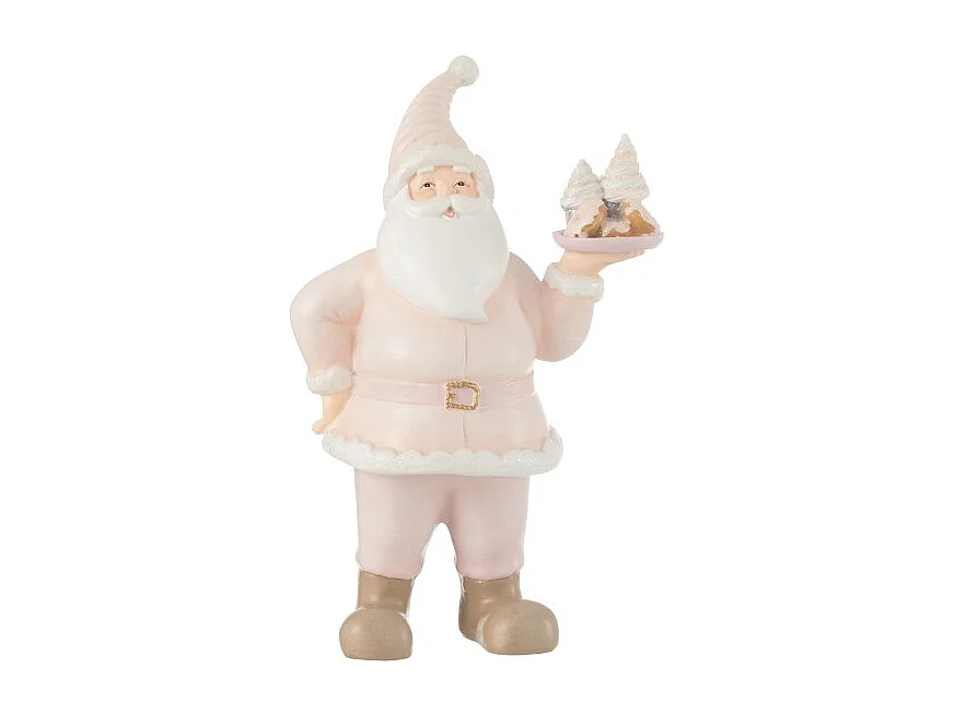 Babbo Natale con torta in poliresina multicolore 16,5x10,5x24,5 cm