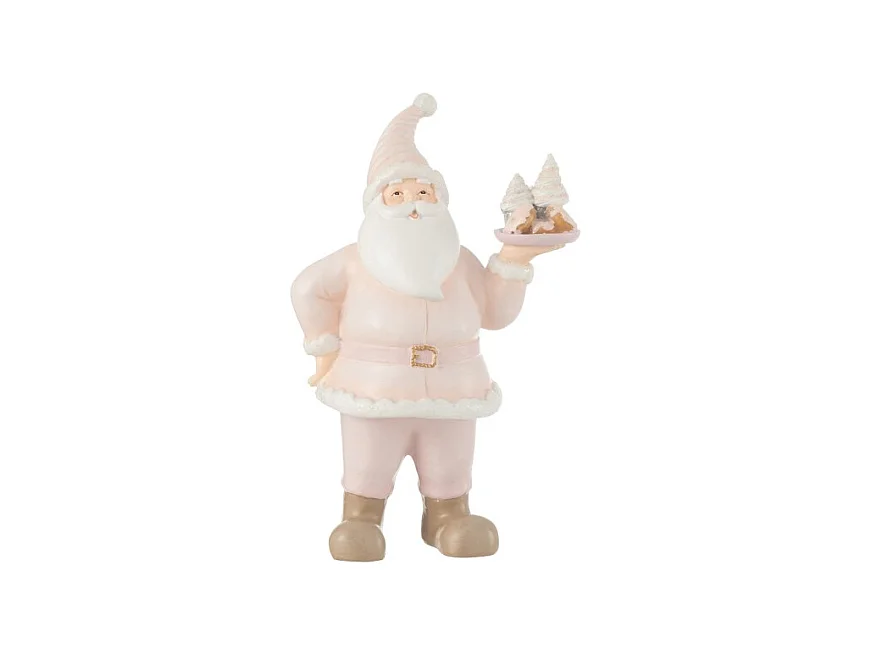 Papá Noel con pastel en polirresina multicolor 16.5*10.5*24.5 cm