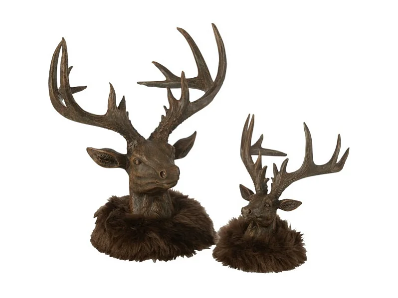 Tête de cerf en polyrésine marron 22*22*25 cm