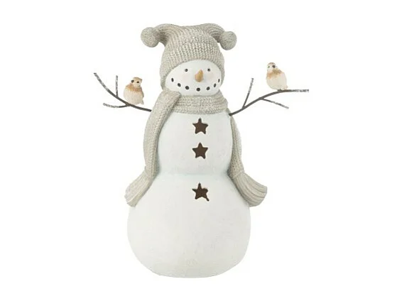 Pupazzo di neve in poliresina multicolore 23,5x14x27,5 cm