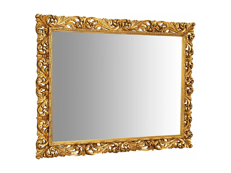 Miroir Mural BISCOTTINI - Miroir Décoratif en bois avec finition à la feuille d'or - 200 x 6 x 158 cm Miroir rectangulaire Vintage