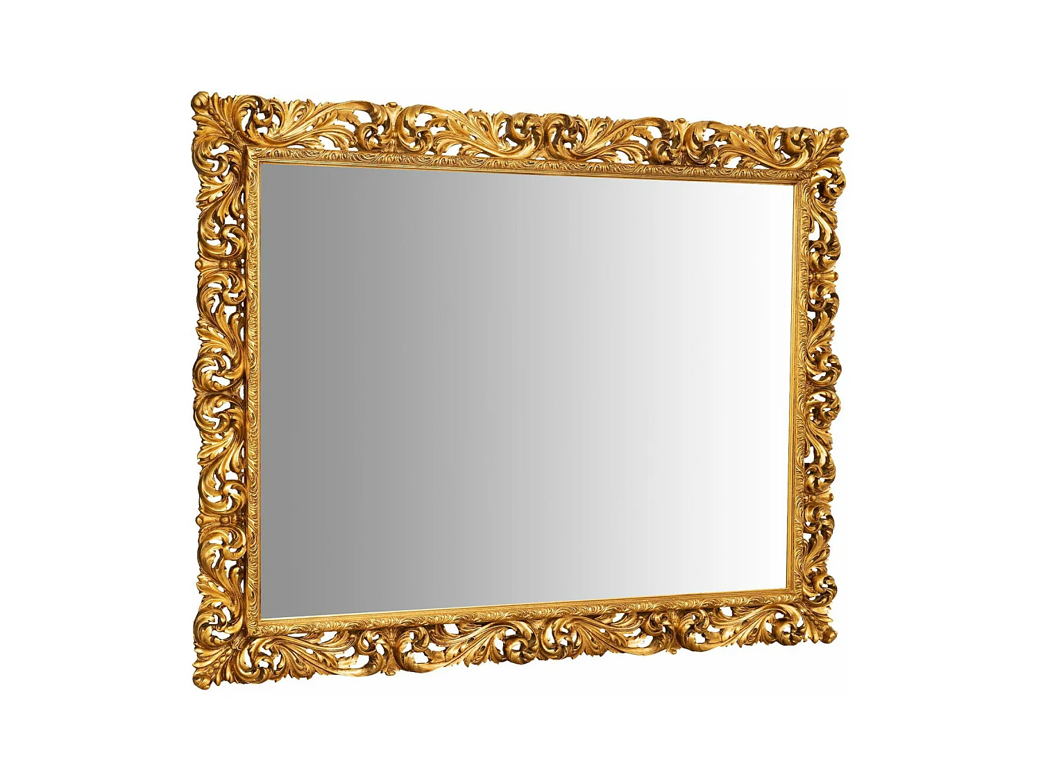 Miroir Mural BISCOTTINI - Miroir Décoratif en bois avec finition à la feuille d'or - 200 x 6 x 158 cm Miroir rectangulaire Vintage