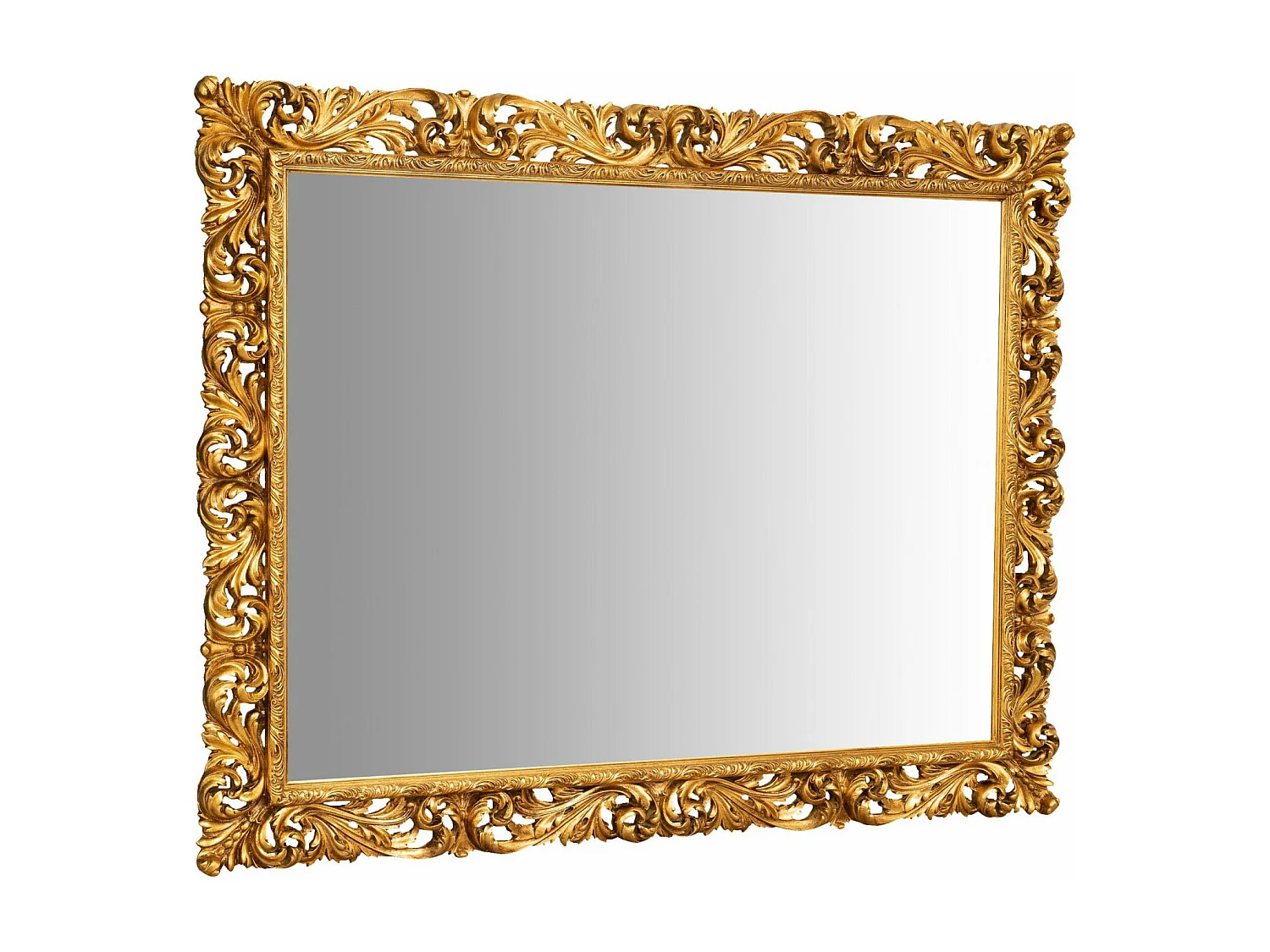 Miroir Mural BISCOTTINI - Miroir Décoratif en bois avec finition à la feuille d'or - 200 x 6 x 158 cm Miroir rectangulaire Vintage