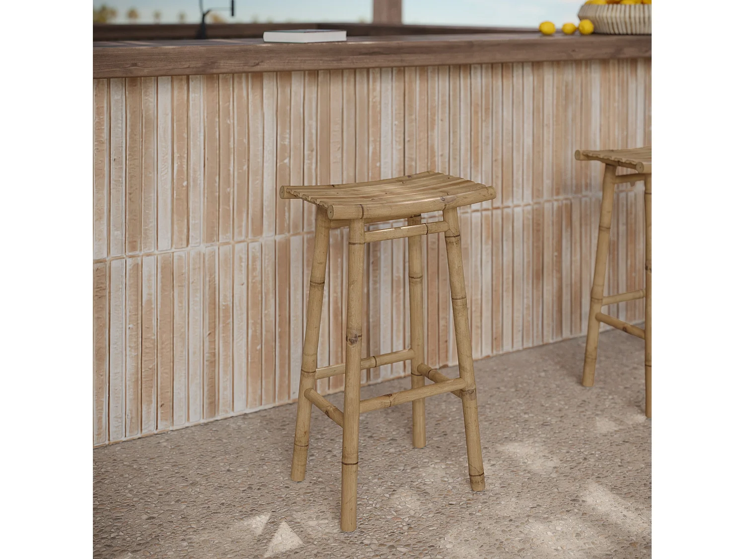 Sgabello da bar da esterno in bambù 74 cm - Vadella