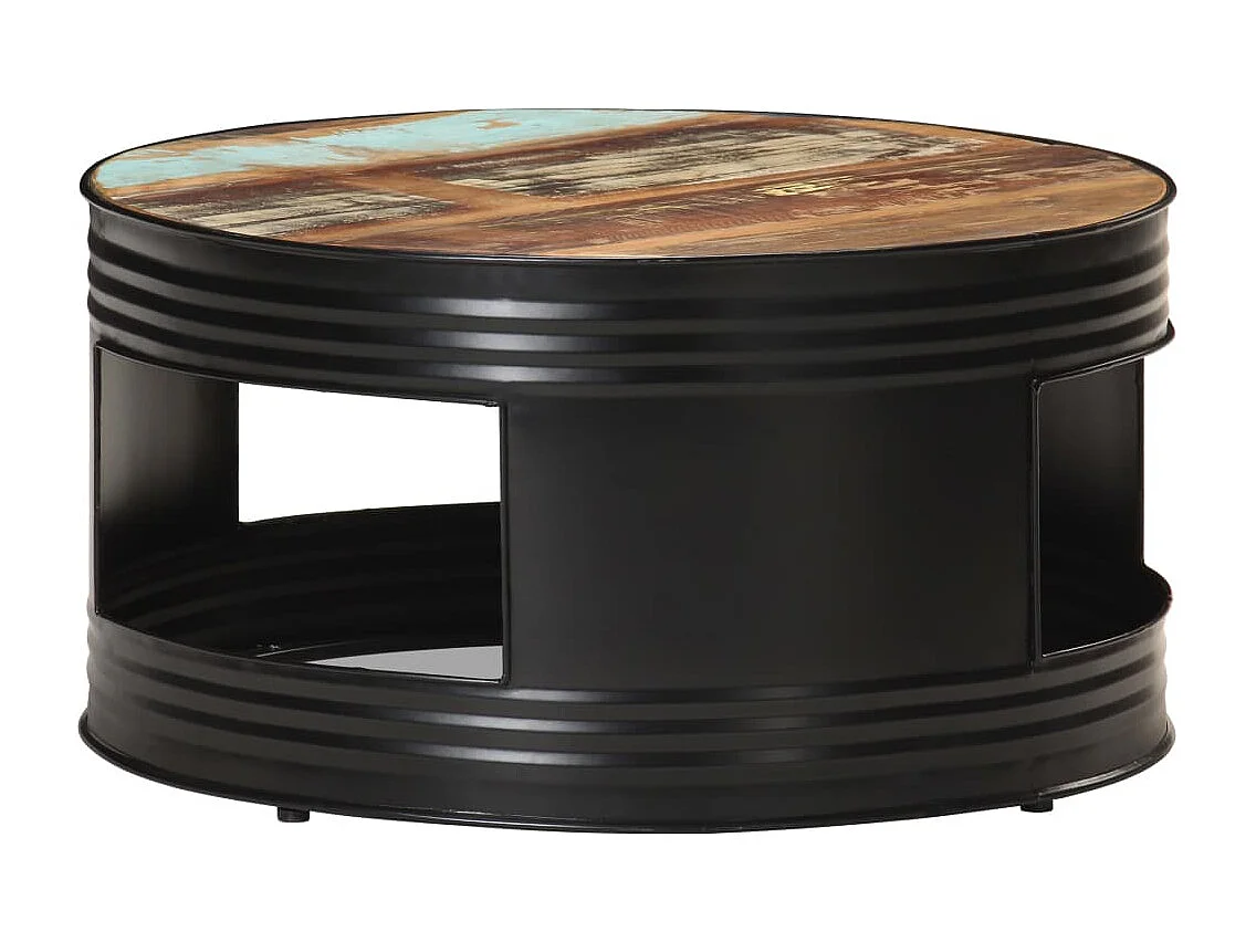 Couchtisch Schwarz 68x68x36 cm Altholz Massiv