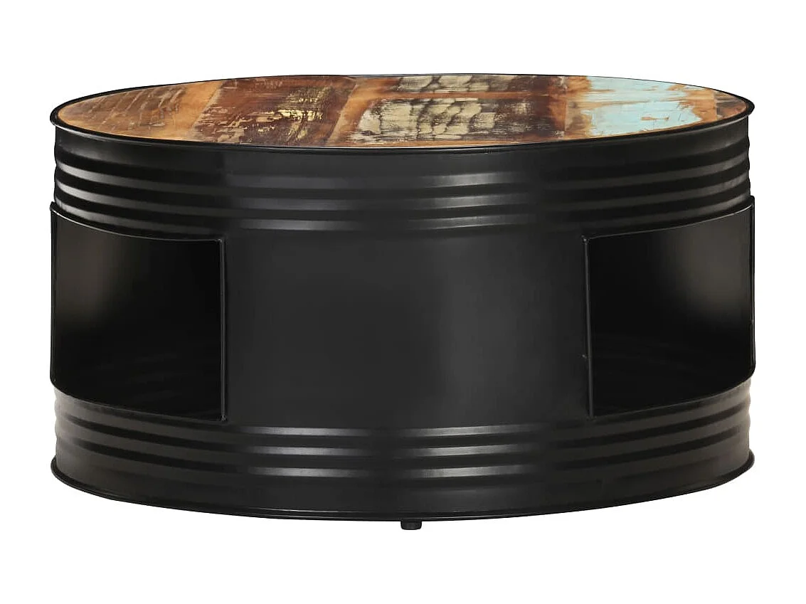 Couchtisch Schwarz 68x68x36 cm Altholz Massiv