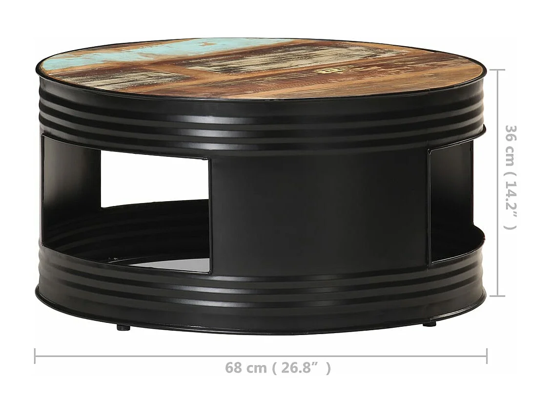 Couchtisch Schwarz 68x68x36 cm Altholz Massiv