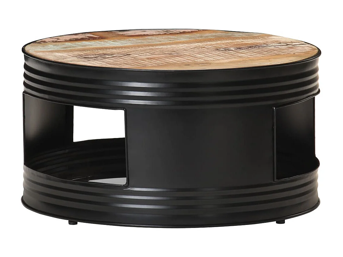 Couchtisch Schwarz 68x68x36 cm Altholz Massiv