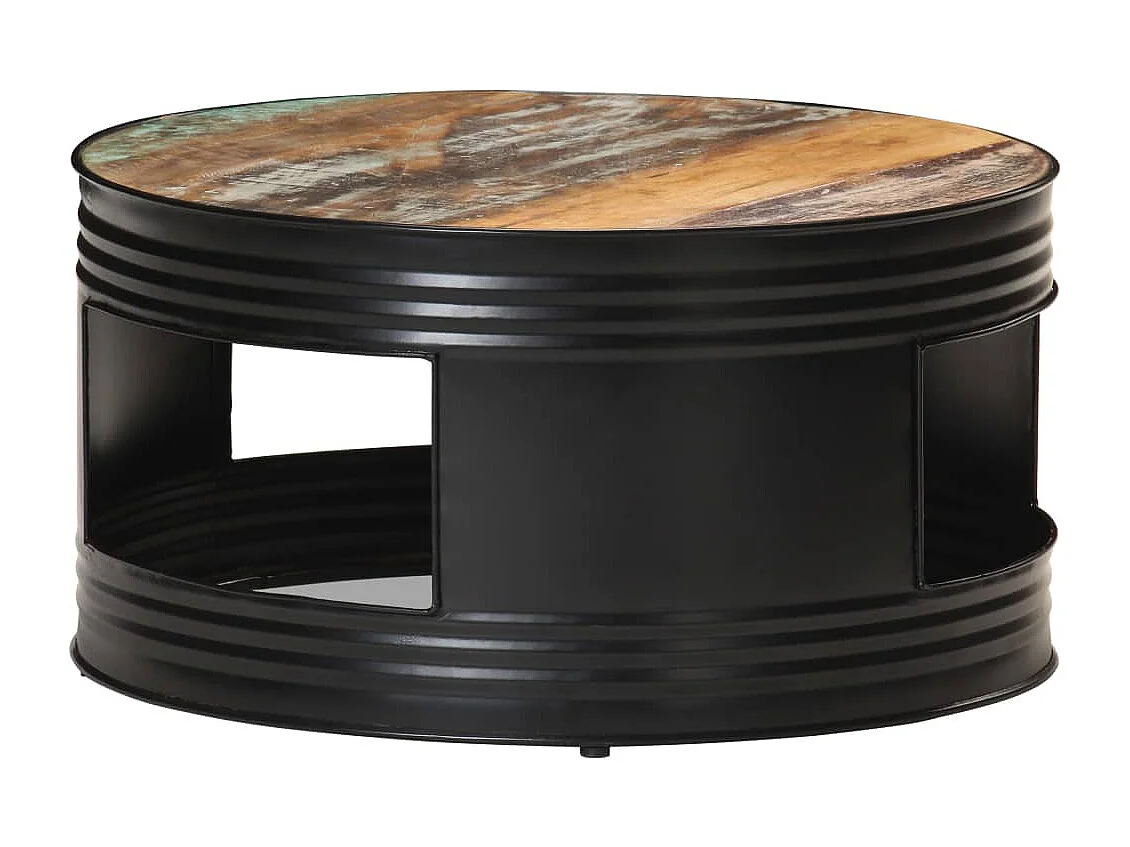 Couchtisch Schwarz 68x68x36 cm Altholz Massiv