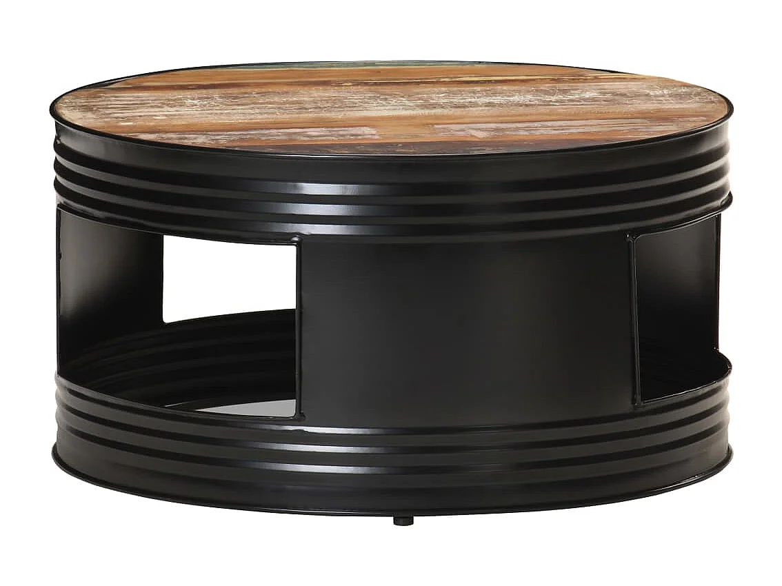 Couchtisch Schwarz 68x68x36 cm Altholz Massiv