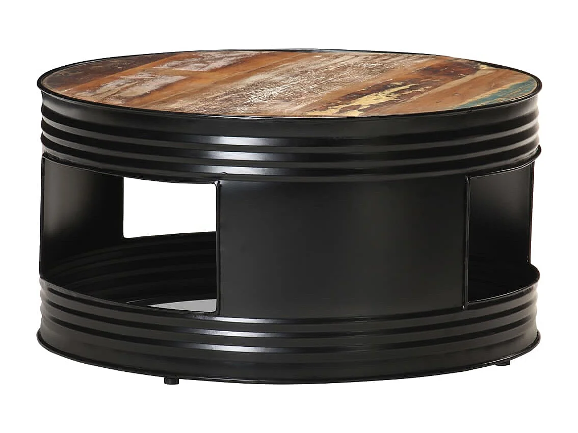 Couchtisch Schwarz 68x68x36 cm Altholz Massiv