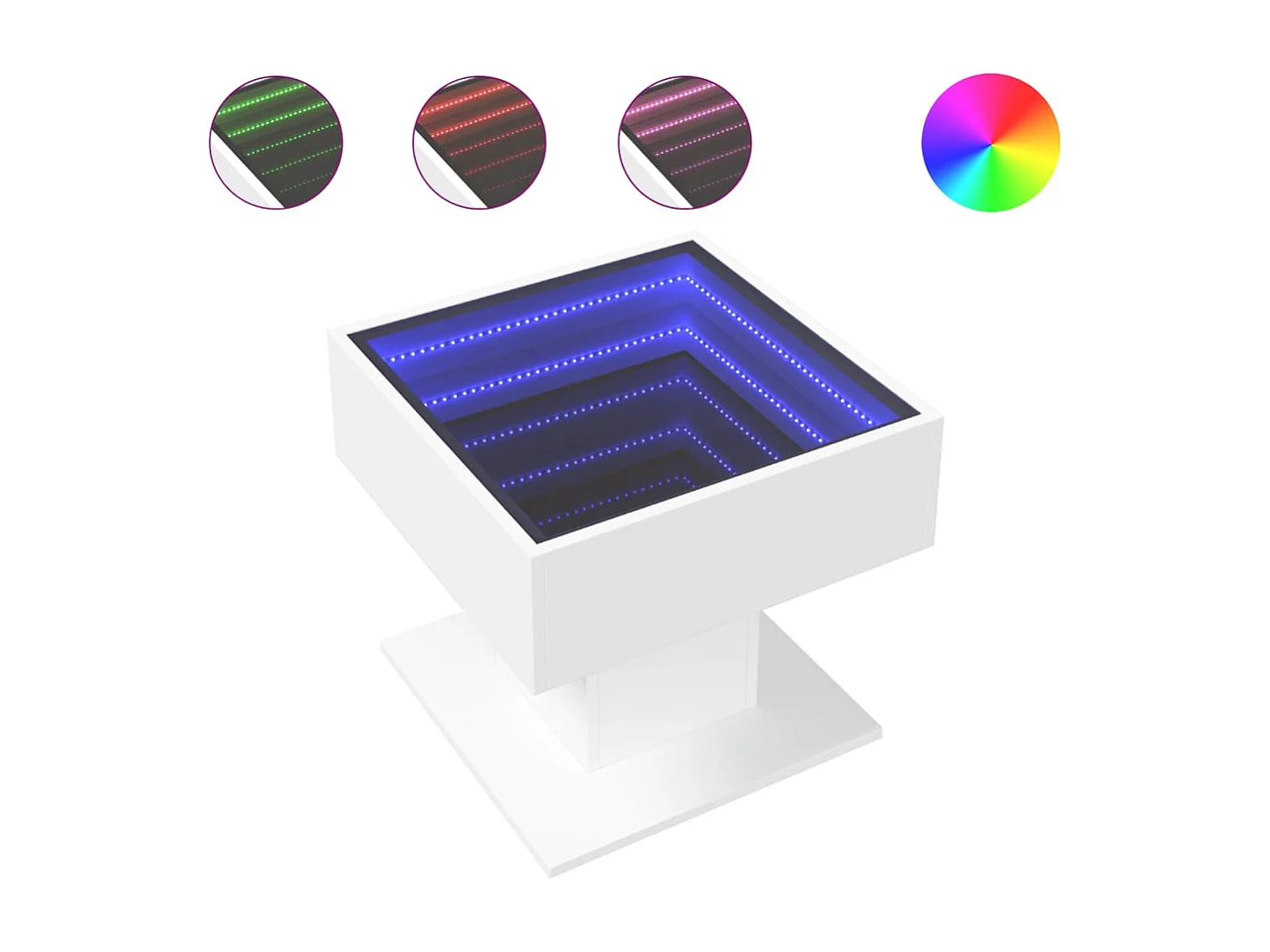 LED-Couchtisch Weiß 50x50x45 cm Holzwerkstoff