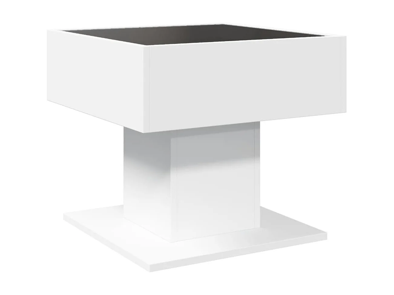 Tavolino Salotto con LED Bianco 50x50x45 cm Legno Multistrato