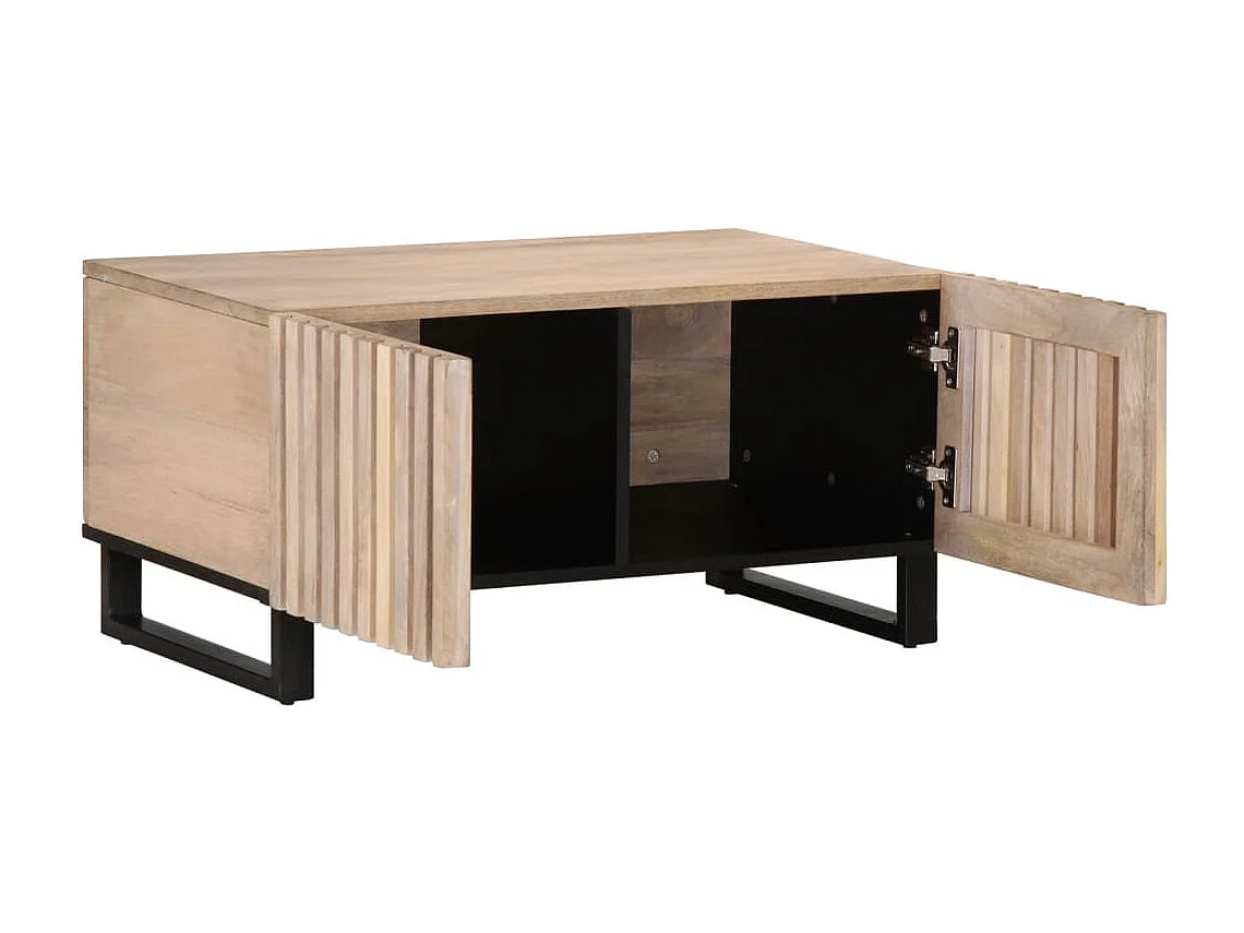 Table basse blanc 80x51x40 cm bois de manguier massif
