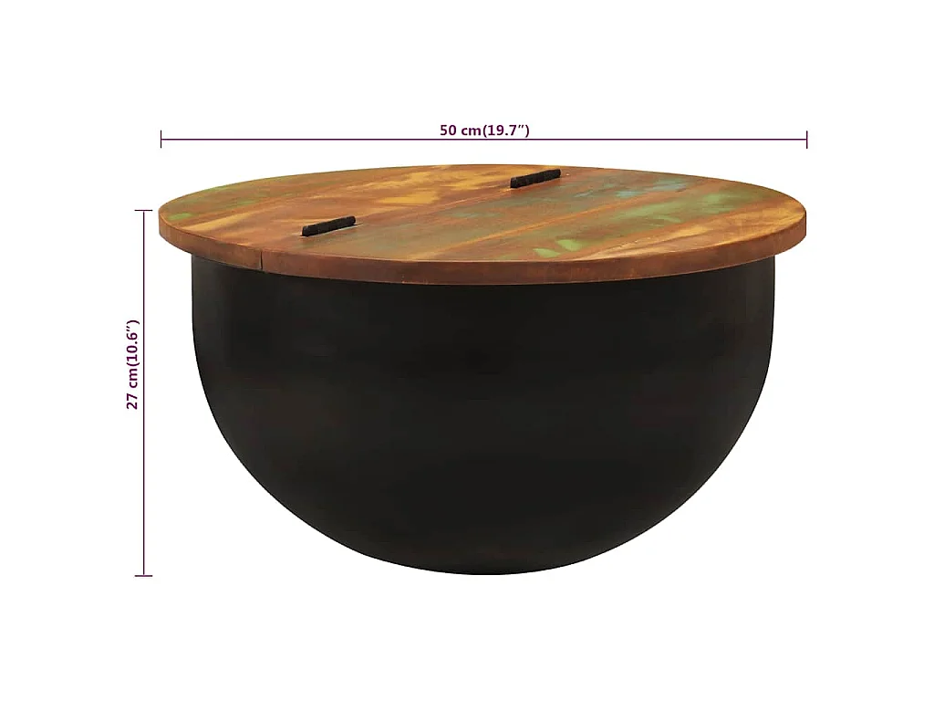 Salontafel 50x27 cm massief gerecycled hout zwart