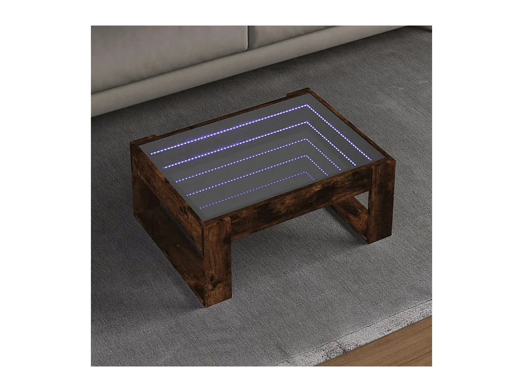 Table basse avec LED infini chêne fumé 70x53x30 cm
