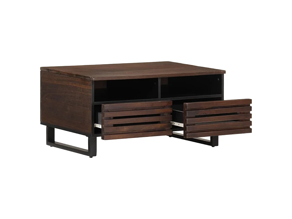 Table basse marron 80x55x40 cm bois de massif manguier