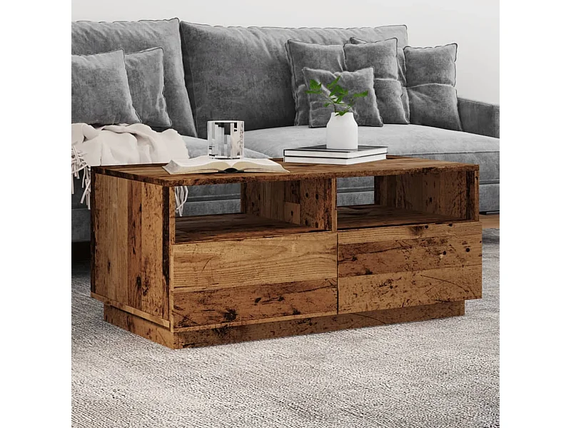 Salontafel met LED-verlichting 90x49x40 cm oud houtkleurig