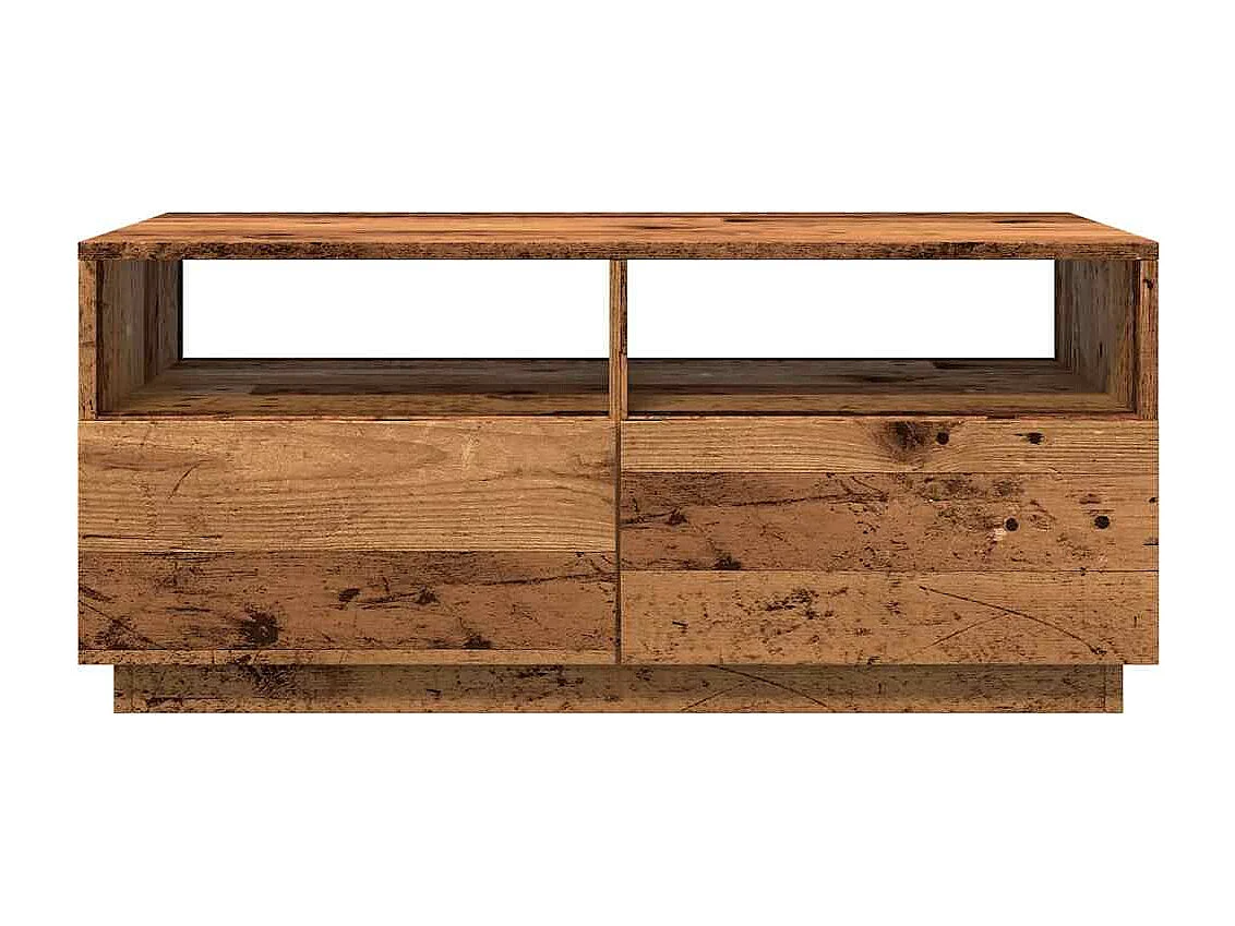 Mesa de centro con luces LED madera envejecida 90x49x40 cm