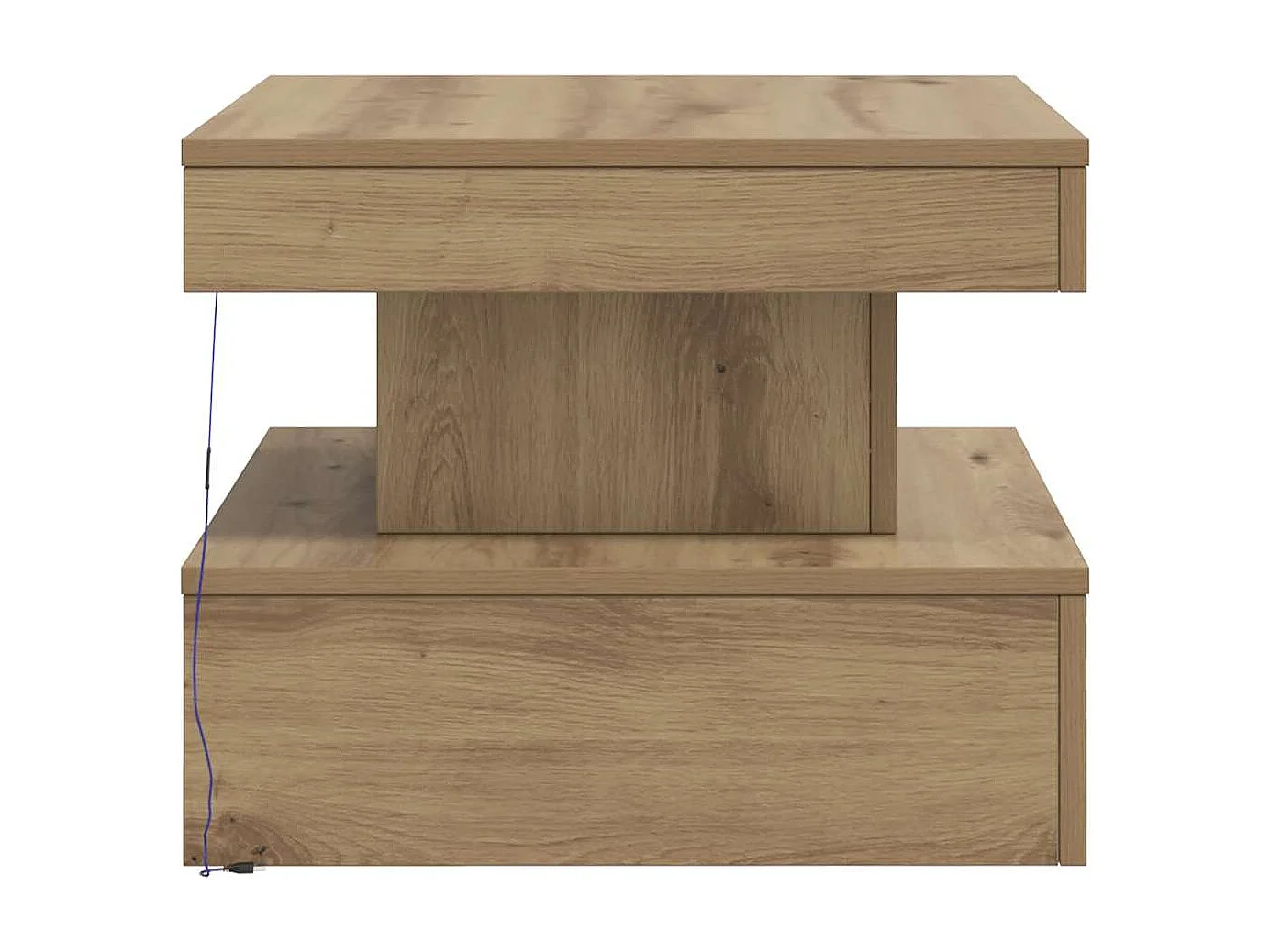 Table basse avec lumières LED chêne artisanal 50x50x40 cm
