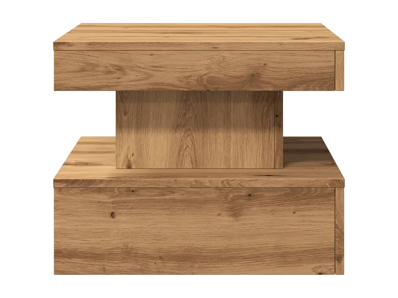 Table basse avec lumières LED chêne artisanal 50x50x40 cm
