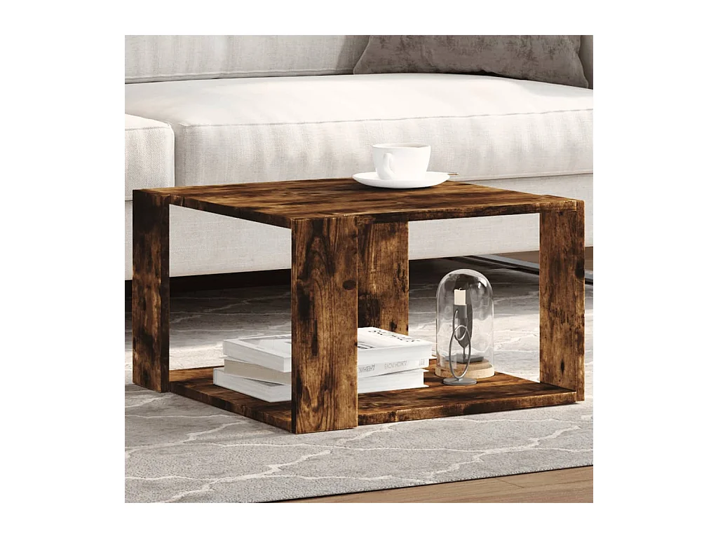 Table basse chêne fumé 51,5x51,5x30 cm bois d'ingénierie